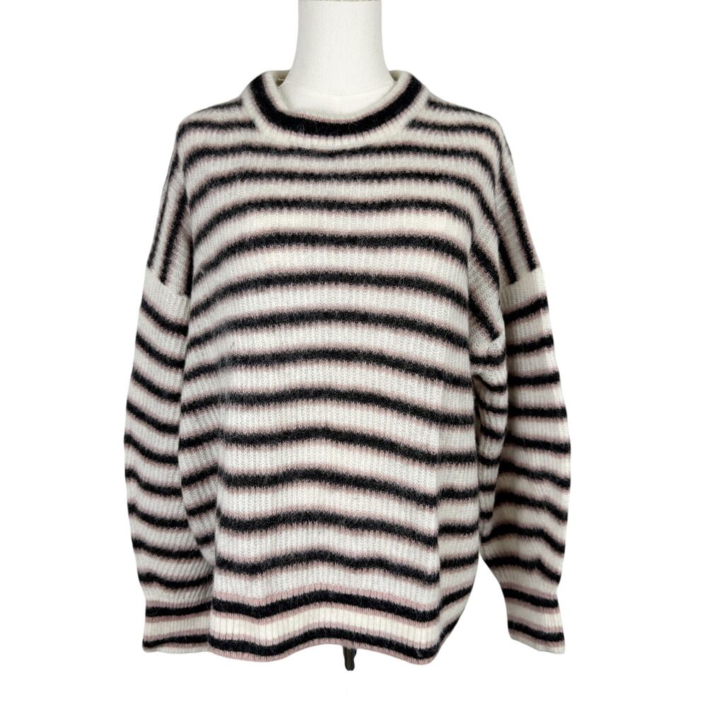 Everlane Women's Alpaca Merino Wool Stripe Sweater Ivory Pink - 2XL XXL